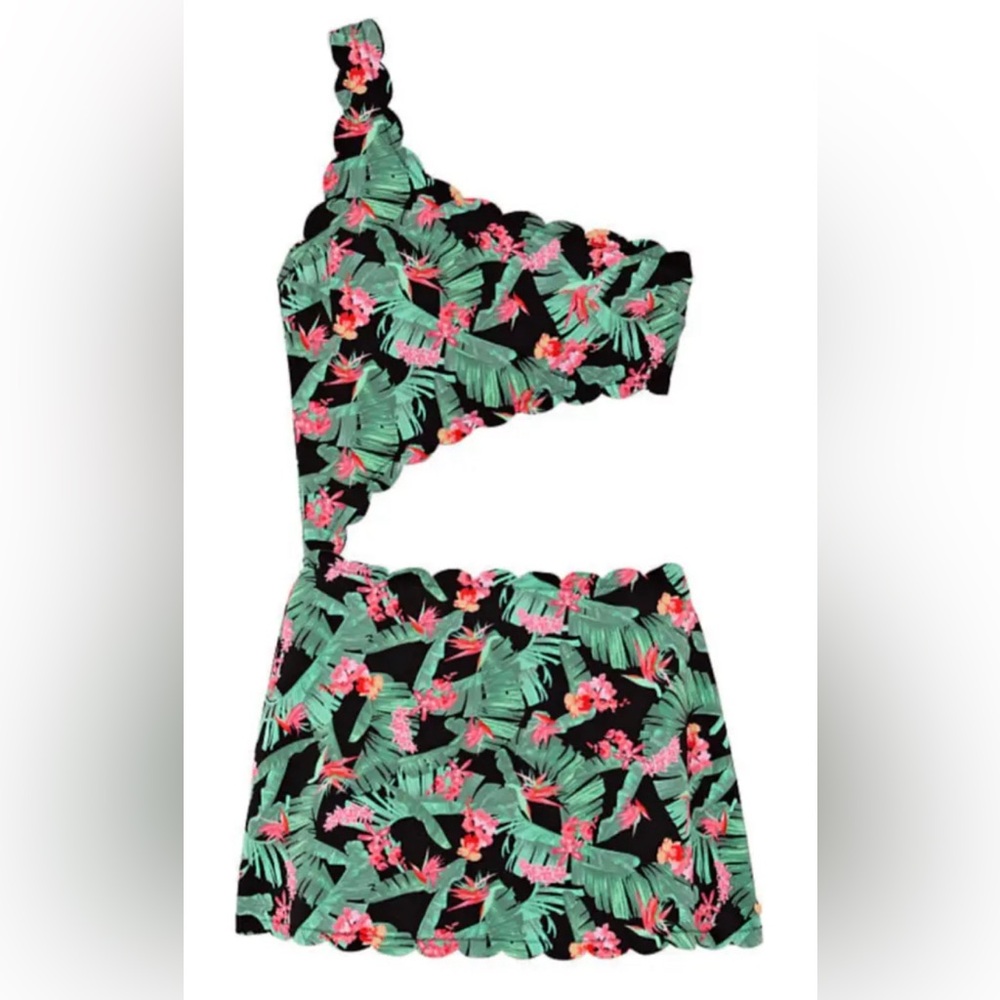 Victoria's secret swim scallop dress one-shoulder one-piece swimsuit